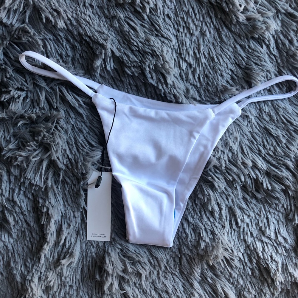 slateswim white sculpt cheeky string bikini bottom
